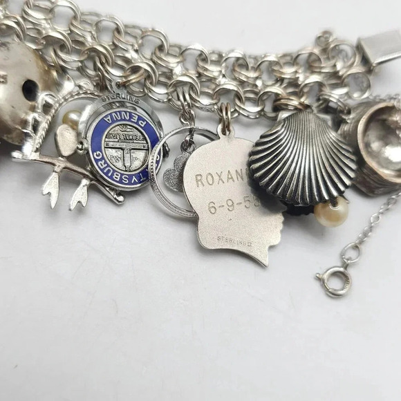 Vintage Sterling Silver Charm Bracelet Huge Travel Collection Rare 1950s 60s MCM - Picture 11 of 16
